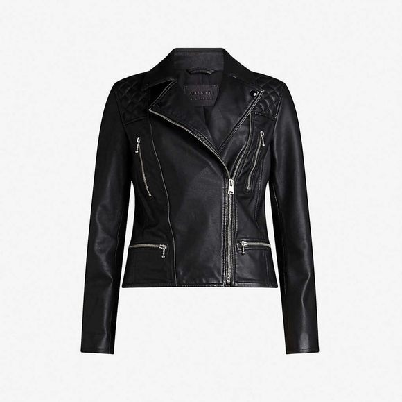 All Saints Kelham Leather Biker Jacket - Picture 6 of 8